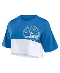 Fanatics Women's Royal/White Los Angeles Dodgers Color Split Boxy Cropped T-Shirt