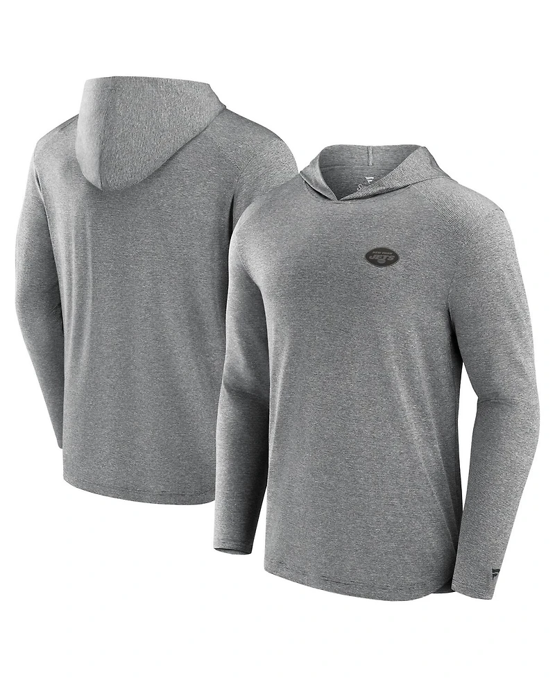 Fanatics Signature Men's Gray New York Jets Front Office Tech Lightweight Hoodie T-Shirt