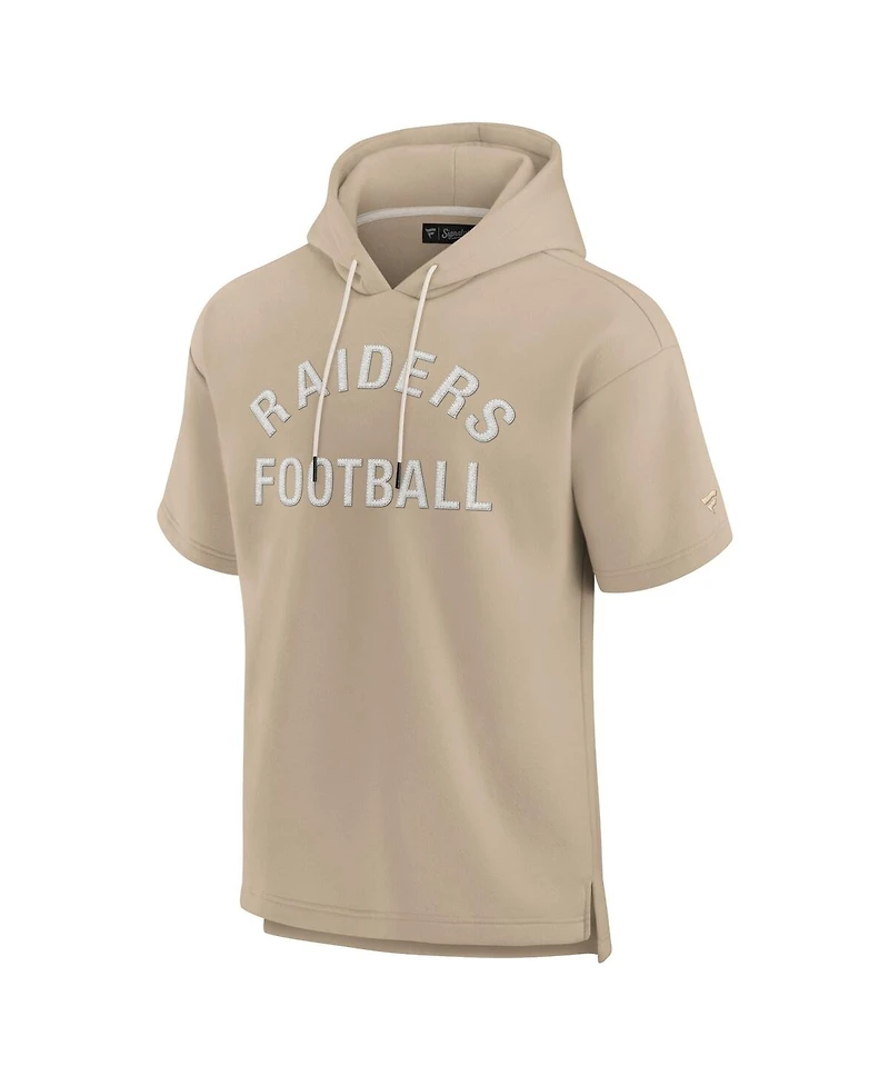 Fanatics Signature Men's and Women's Khaki Las Vegas Raiders Elements Super Soft Fleece Short Sleeve Pullover Hoodie