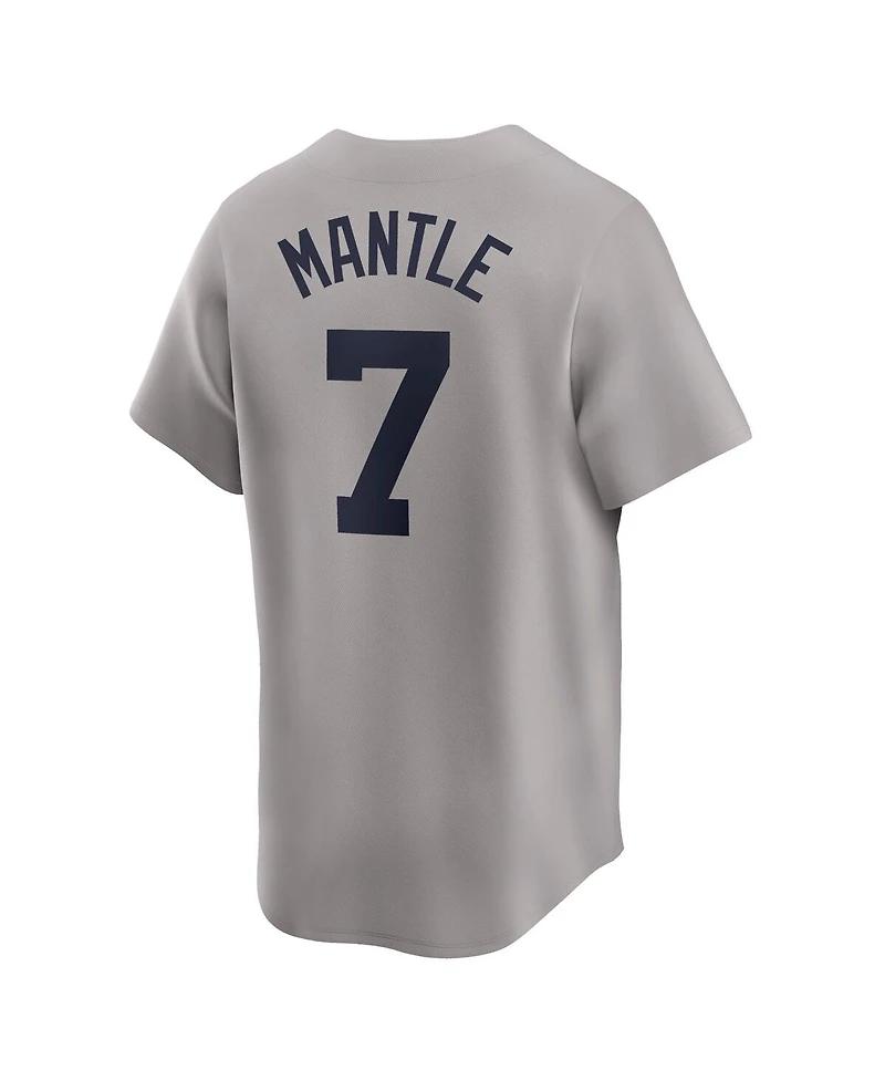 Nike Men's Mickey Mantle Gray New York Yankees Throwback Cooperstown Collection Limited Jersey