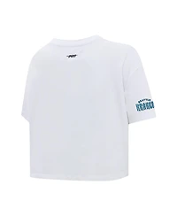 Pro Standard Women's White Seattle Kraken Boxy Script Tail Cropped T-Shirt