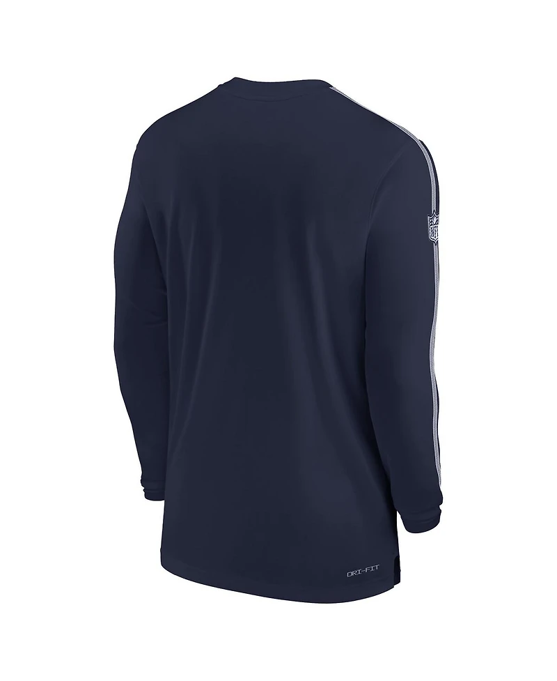Nike Men's Navy Dallas Cowboys Sideline Coach Uv Performance Long Sleeve T-Shirt