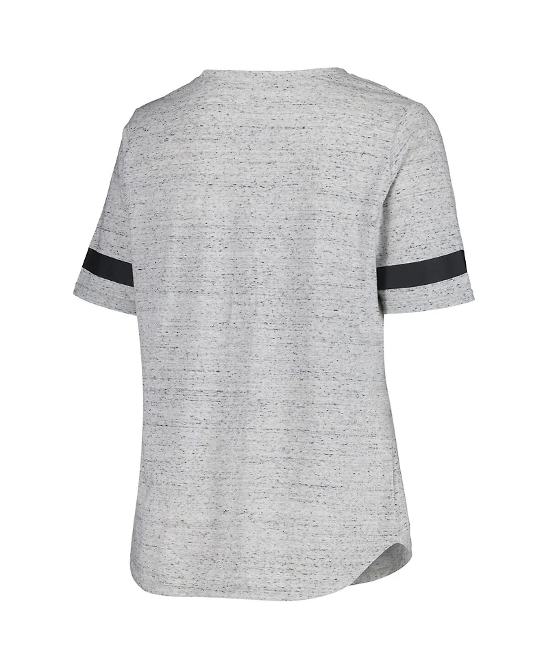 Fanatics Women's Heather Gray Vegas Golden Knights Plus Size Lace-Up T-Shirt