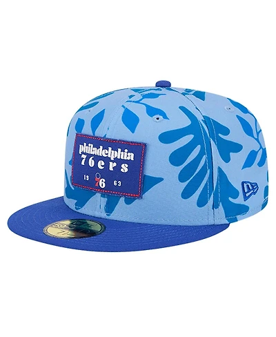 New Era Men's Royal Philadelphia 76ers Palm Fronds 2-Tone 59FIFTY Fitted Hat