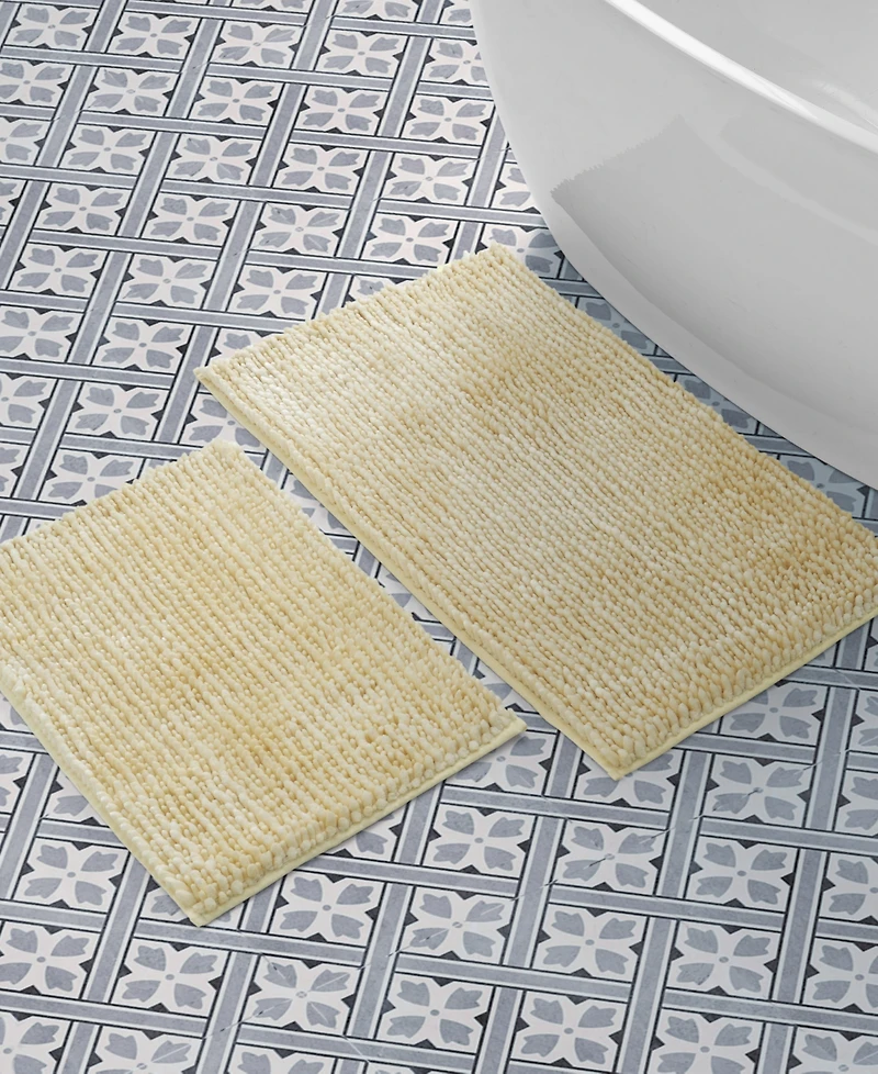 Laura Ashley Butter Chenille 2-Pc. Bath Mat Set