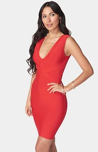 bebe Women's Double V Mini Bandage Dress
