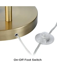 360 Lighting Modern Arc Floor Lamp with Usb Charging Port 72" Tall Brass White Linen Drum Shade for Living Room Reading House Home