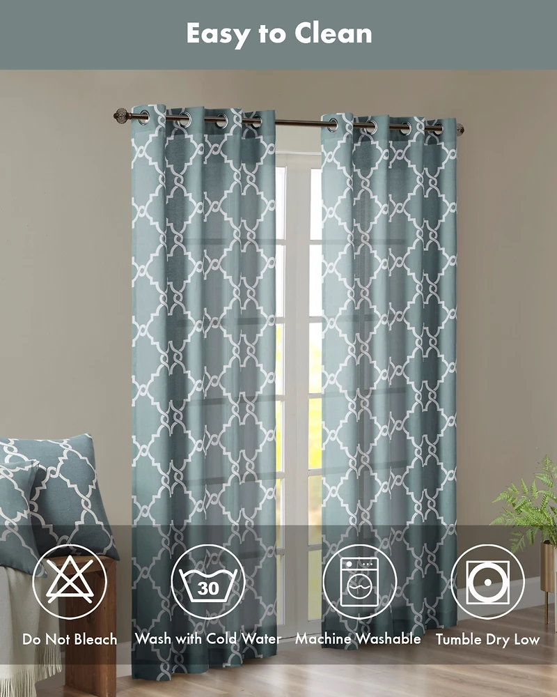 Madison Park Saratoga Fretwork Print Grommet Top Window Curtain Panel