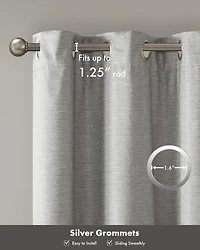 SunSmart Como Tonal Printed Faux Silk Room Darkening Curtain for Bedroom, Grommet Top Design Panels Pair Living Room, Width 42 length 95 inches 2