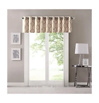 Madison Park Saratoga Fretwork Print Grommet Top Window Valance for Bedroom, 18 inch valances windows Living Room, Width 50 length inches,
