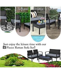 8PCS Patio Rattan Furniture Set Garden Deck