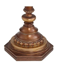 Hyde Park Rustic Vintage like Floor Lamp with Nightlight Glass Tray 65" Tall Bronze Gold Metal Pearl White Frosted Glass Fabric Bell Shade for Li