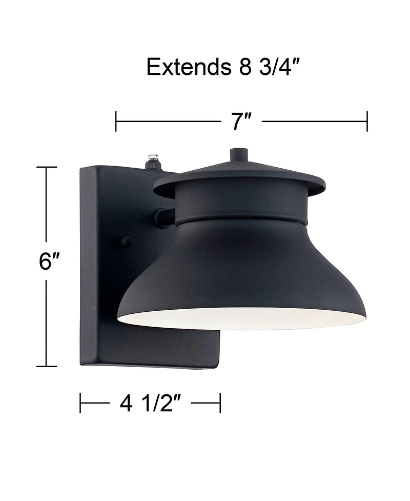 John Timberland Farmhouse Industrial Rustic Outdoor Barn Light Fixture Black Led Dusk to Dawn 6" for Exterior Deck House Porch Yard Patio Outside