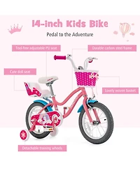 18 Inches Kids Bicycle w/Training Wheels & Basket for Boys Girls Age 5-9 Years