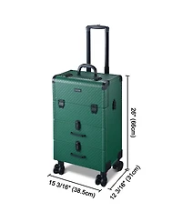 Byootique Rolling Makeup Train Case Cosmetic Organizer Trolley 2 Drawer Lockable