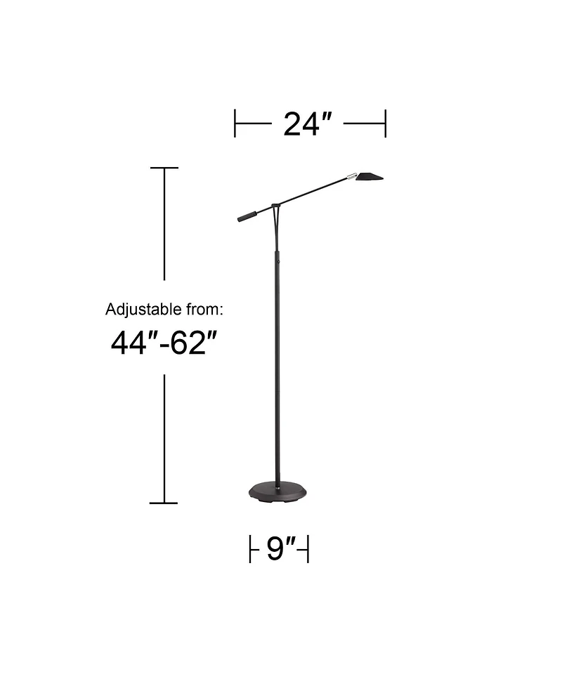 360 Lighting Traditional Pharmacy Floor Lamp Led Dimmable 62" Tall Black Adjustable Arm for Living Room Reading Bedroom Office