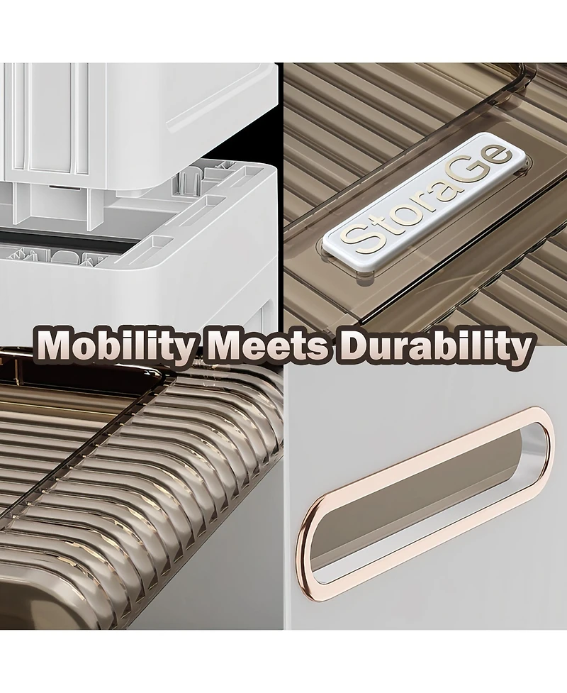 Fc Design Bathroom Storage Cabinet Organizer with Toilet Paper Holder and Rolling Wheels