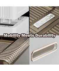 Fc Design Bathroom Storage Cabinet Organizer with Toilet Paper Holder and Rolling Wheels