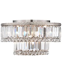 Vienna Full Spectrum Magnificence Modern Ceiling Light Flush Mount Fixture 16" Wide Brushed Satin Nickel Faceted Crystal Glass for Bedroom Living