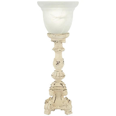 Regency Hill Country Cottage Accent Table Lamp 18 1/4" High French Beige Alabaster Glass Uplight Shade for Living Room Bedroom
