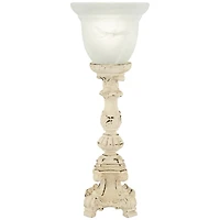 Regency Hill Country Cottage Accent Table Lamp 18 1/4" High French Beige Alabaster Glass Uplight Shade for Living Room Bedroom