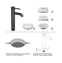 12" Modern Bathroom Lavatory Vessel Sink Faucet Single Handle Oil Rubbed Bronze