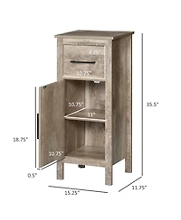 Kleankin Bathroom Floor Cabinet Storage Cupboard with Drawer & Adjustable Shelf
