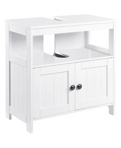 kleankin Bathroom Pedestal Under Sink Cabinet with Storage Shelves, Door,