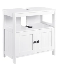 kleankin Bathroom Pedestal Under Sink Cabinet with Storage Shelves, Door,