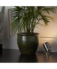 Pro Track Set of 2 Small Uplighting Indoor Accent Spot-Lights Plug-In Floor Plant Home Decorative Brushed Nickel Finish 8" High