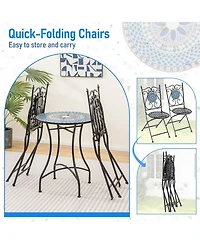 Costway Set of 2 Mosaic Chairs for Patio with Decorative Backrest Heavy-Duty Frame