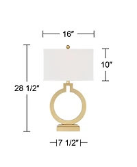 360 Lighting Modern Table Lamps 28 1/2" Tall Set of 2 with Usb Charging Port Brushed Gold Open Ring White Shade for Bedroom Living Room House Bed