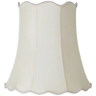 Imperial Shade Creme Large Scallop Bell Lamp Shade 12" Top x 18" Bottom x 18" Slant x 17.5 High (Spider) Replacement with Harp and Fini