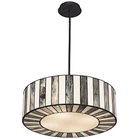 Robert Louis Tiffany Black Drum Pendant Chandelier 20" Wide Tiffany Style Black White Striped Art Glass Fixture for Kitchen