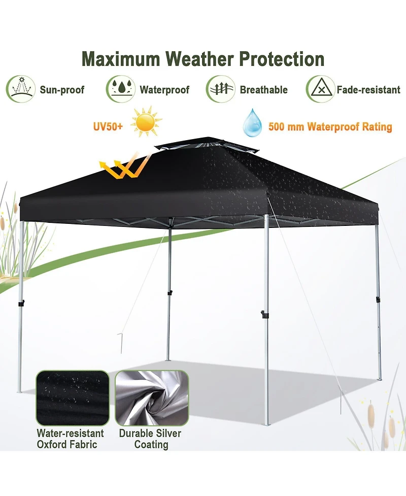 Slickblue 2-Tier 10 x 10 Feet Pop-up Canopy Tent with Wheeled Carry Bag