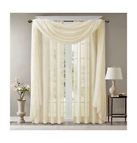 Madison Park Irina Diamond Sheer Embroidered Window Scarf Drapes