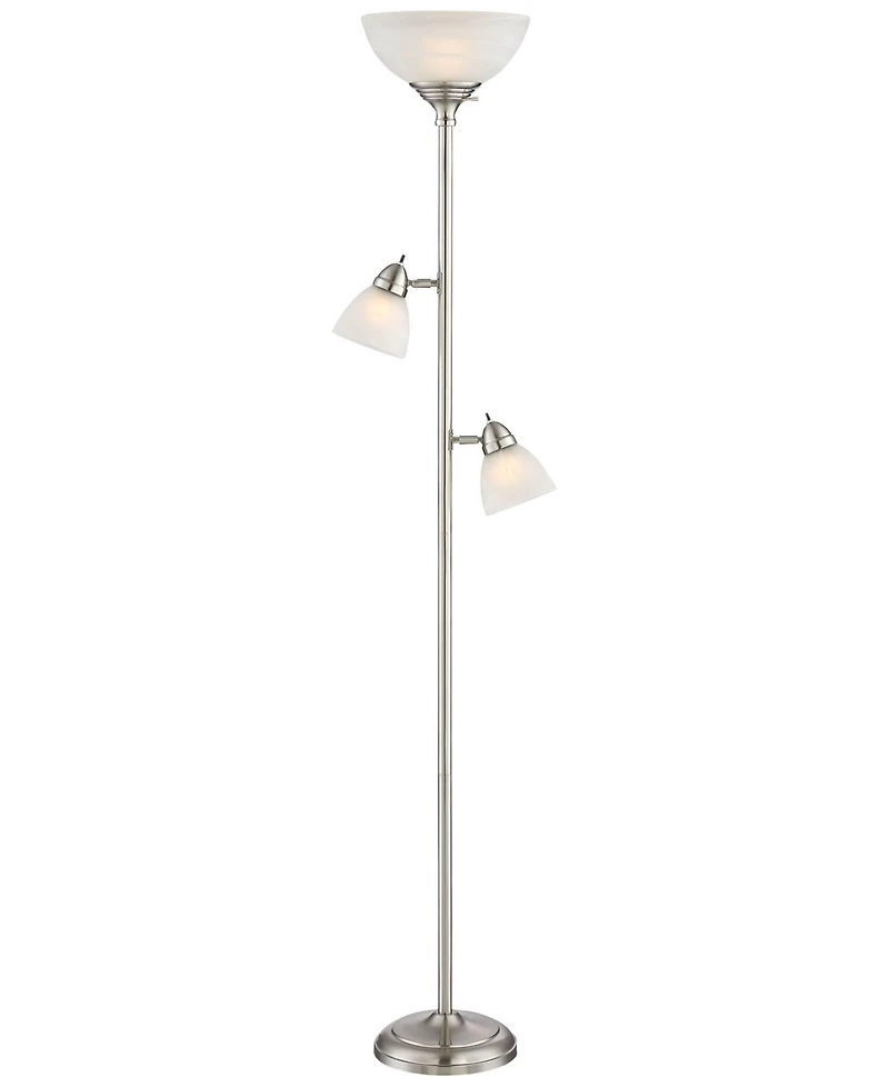 360 Lighting Ellery Modern Torchiere Floor Lamp with Side Lights 72" Tall Brushed Nickel Frosted White Glass Shade for Living Room Reading Bedroo