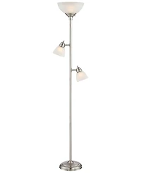 360 Lighting Ellery Modern Torchiere Floor Lamp with Side Lights 72" Tall Brushed Nickel Frosted White Glass Shade for Living Room Reading Bedroo