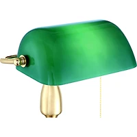 Hammond Traditional Piano Banker Mini Desk Table Lamp 14" High Brass Plating Green Glass Shade for Living Room Bedroom House Bedside Nightstand H