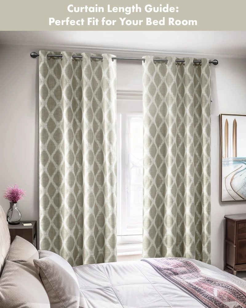 Blakesly Ikat blackout curtains for bedroom, Silver grommet top fit up to 1.25 inches rod Single Curtain Panel for Living Room, Width 50 length 95 inc