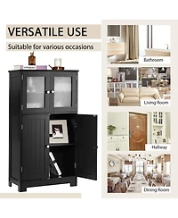 Bathroom Floor Storage Cabinet Kitchen Cupboard w/Doors&Adjustable Shelf