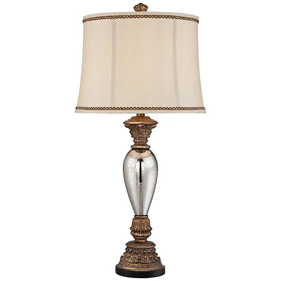 Barnes and Ivy Alsace 32 1/2" Tall Large Traditional End Table Lamp Gold Silver Mercury Glass Single Living Room Bedroom Bedside