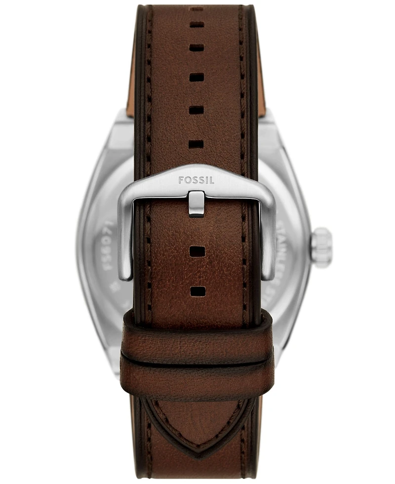 Fossil Men's Everett Three-Hand Date Brown Leather Watch 42mm