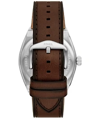 Fossil Men's Everett Three-Hand Date Brown Leather Watch 42mm