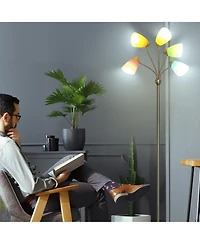 Medusa 74" Led 5-Light Floor Lamp with Interchangeable Shades