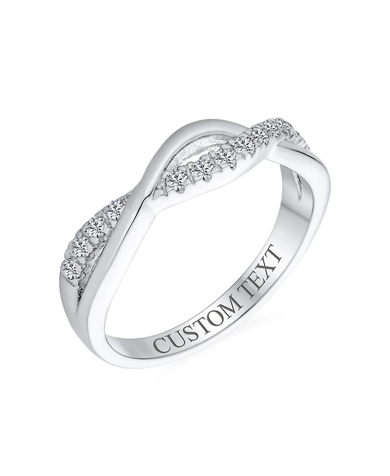 Bling Jewelry Intertwined Rope Twist Knot 1/2 Eternity Clear Pave Cubic Zirconia Cz Infinity Band Ring .925 Sterling Silver