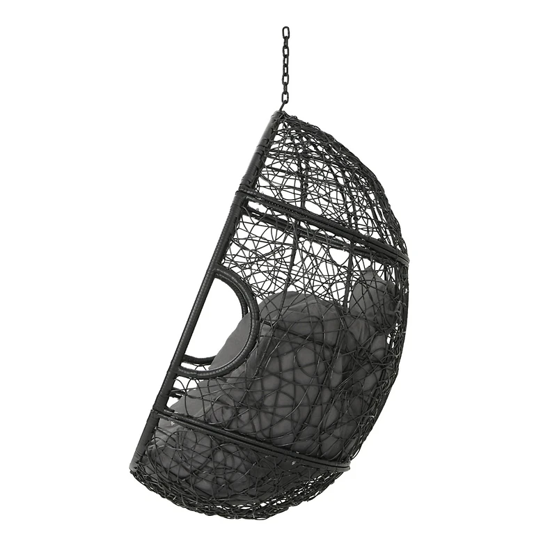 Simplie Fun Cozy Wicker Egg Hammock Chair with Removable Cushions