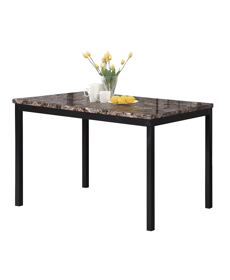 Streamdale Noyes Metal Dining Table with Laminated Faux Marble Top, Black