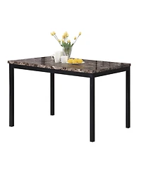 Streamdale Noyes Metal Dining Table with Laminated Faux Marble Top, Black