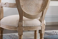 Streamdale French Vintage Upholstered Fabric Dining Armchair, Beige